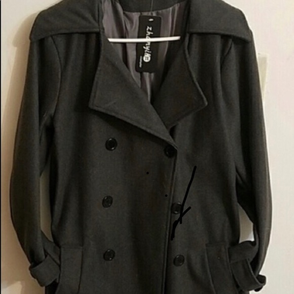 “Mens Long Black Wool Peacoat Elegant” - Picture 3 of 3